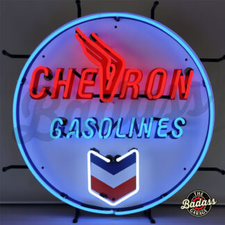 Chevron Gasolines Round Neon Sign