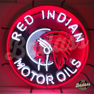 Gas - Red Indian Motor Oils Neon Sign With Backing