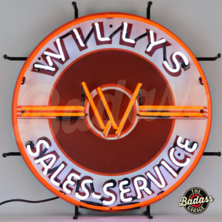 Jeep Willys Sales Service Neon Sign With Backing