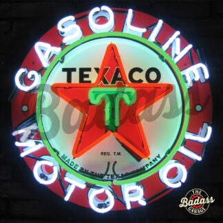 Texaco Gasoline Neon Sign With Backing