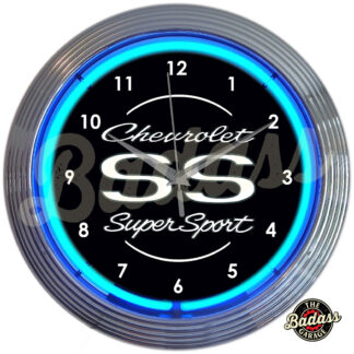 Chevrolet SS Super Sport Blue Neon Clock