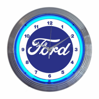 Ford Script Logo Blue Neon Clock