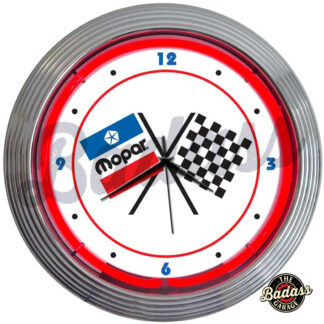 Mopar Checkered Flag Neon Clock