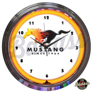 Ford Mustang Since 1964 Orange Neon Clock