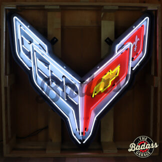 Chevy Corvette C8 40" Glass Neon Sign In Shaped Steel Can