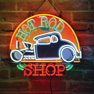 Hot Rod Shop Neon Sign – 20" Wide with Printed Gloss Backplane