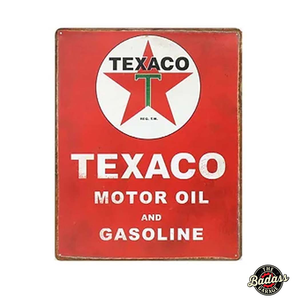 Texaco Motor Oil Flat Rectangle Tin Sign