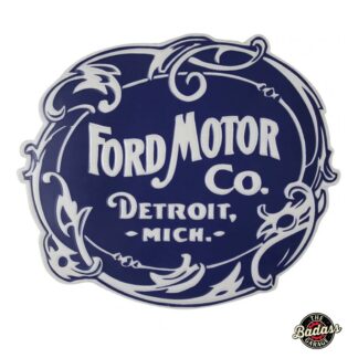 Vintage Ford Motor Co Logo Shaped and Embossed Metal Sign