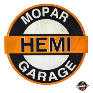Mopar Hemi Garage Shaped and Embossed Metal Sign