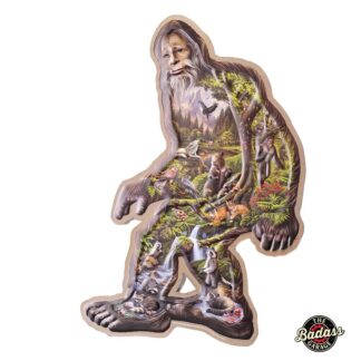 Bigfoot Sasquatch Collage Shaped and Embossed Metal Sign