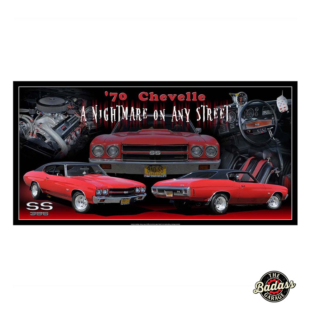 1970 Chevelle Nightmare On Any Street Flat Rectangle Tin Sign
