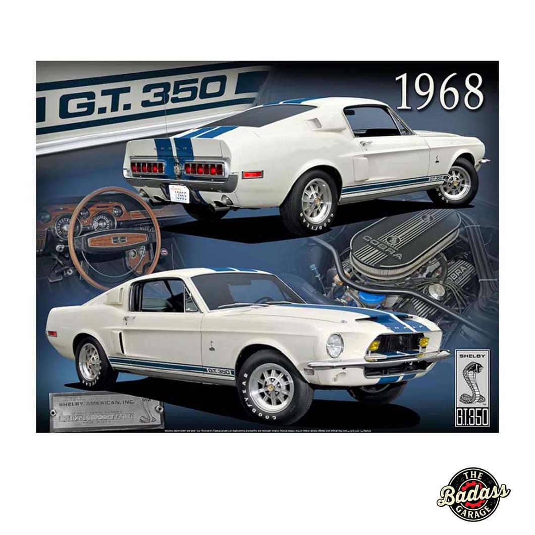 1968 Shelby Cobra Gt350 Flat Rectangle Tin Sign