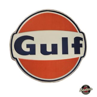 Gulf Oil Modern Logo Shaped And Embossed Metal Sign