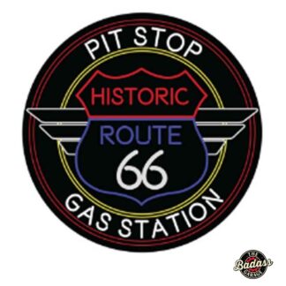 Route 66 Pit Stop Domed Metal Sign