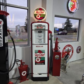 Skychief Texaco T Gas Pump - White and Red