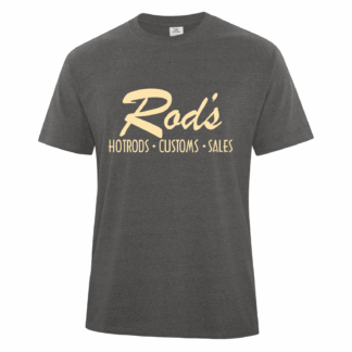 Rod's Hotrods Cream Word Logo T-Shirt -  Charcoal $30