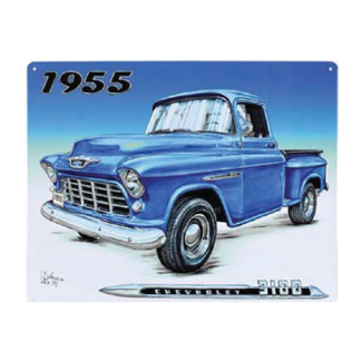 1955 Blue Chevy Truck Flat Rectangle Tin Sign