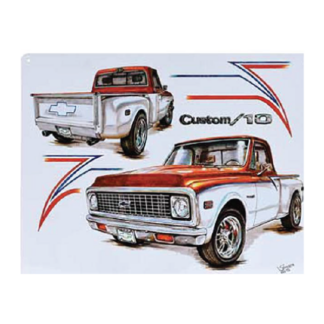 Chevy Custom C-10 Flat Rectangle Tin Sign