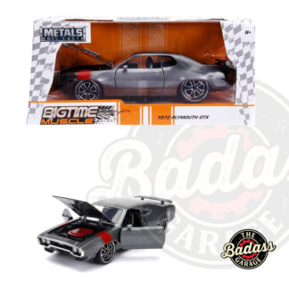 Jada 1/24 Scale "BIGTIME Muscle" 1972 Plymouth GTX - Powder Grey Diecast Metal Collectible Model Car