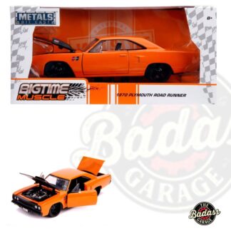Jada 1/24 Scale "BIGTIME Muscle" 1970 Plymouth Road Runner - Glossy Orange With Black Hood Diecast Metal Collectible Model Car