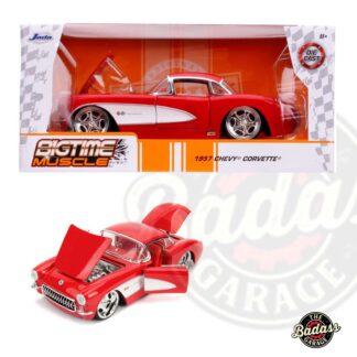 Jada 1/24 Scale "BIGTIME Muscle" 1957 Chevy Corvette - Glossy Red Diecast Metal Collectible Model Car