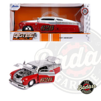 Jada 1/24 Scale"BIGTIME Muscle" 1951 Mercury 1951 Mercury Lead Sled "626/c" Bomber Bros Special - Silver and Red Diecast Metal Collectible Model Car