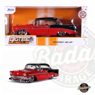 Jada 1/24 Scale "BIGTIME Muscle" 1956 Chevy Bel Air - Black On Red Low Diecast Metal Collectible Model Car