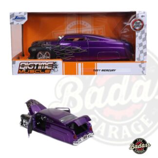 Jada 1/24 Scale "BIGTIME Muscle" 1951 Mercury - Black Purple Flames Diecast Metal Collectible Model Car