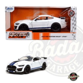 Jada 1/24 Scale "BIGTIME Muscle" 2020 Ford Mustang Shelby GT 500 - Gloss White With Black Stripe Diecast Metal Collectible Model Car
