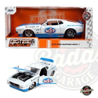 Jada 1/24 Scale "BIGTIME Muscle" 1973 Ford Mustang Mach 1 - Racing Blue and White MSP Decal Diecast Metal Collectible Model Car