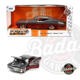 Jada 1/24 Scale "BIGTIME Muscle" 1967 Chevy Impala SS - Grey and Red Diecast Metal Collectible Model Car