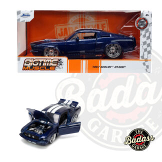 Jada 1/24 Scale "BIGTIME Muscle" 1967 Shelby GT500 - Blue & White Diecast Metal Collectible Model Car
