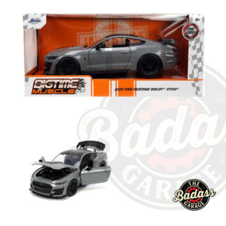 Jada 1/24 Scale "BIGTIME Muscle" 2020 Ford Mustang Shelby GT500 - Black on Glossy Grey Diecast Metal Collectible Model Car