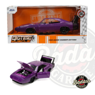 Jada 1/24 Scale "BIGTIME Muscle" 1969 Dodge Charger Daytona - Purple Flake with Black Wing Diecast Metal Collectible Model Car