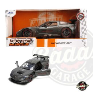 Jada 1/24 Scale "BIGTIME Muscle" 2005 Corvette C6R - Dark Metallic Grey with Redline Wheels Diecast Metal Collectible Model Car
