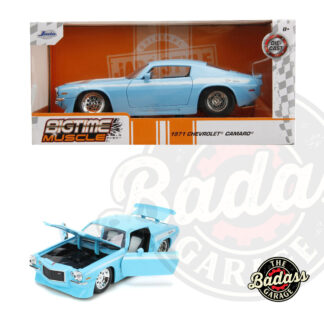 Jada 1/24 Scale "BIGTIME Muscle" 1971 Chevy Camaro Z/28 - Light Blue White Racing Stripes Diecast Metal Collectible Model Car