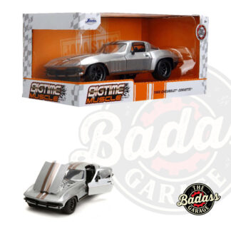 Jada 1/24 Scale "BIGTIME Muscle" 1966 Chevy Corvette Stingray Silver with Stripe Diecast Metal Collectible Model Car