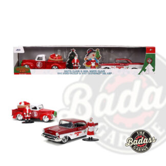 Jada 1/32 Scale "Hollywood Rides" Holiday Rides Santa Claus & Ms Claus Christmas 2 Pack - Red and White Diecast Metal Collectible Model Car