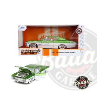Jada 1/24 Scale "BIGTIME Muscle" Chevy Impala SS 427 Street-low 2-Door - Metallic Green and White with Silver Pinstripe Diecast Metal Collectible Model Car