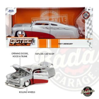 Jada 1/24 Scale "BIGTIME Muscle" 1951 Mercury - Silver With Red Accent Diecast Metal Collectible Model Car