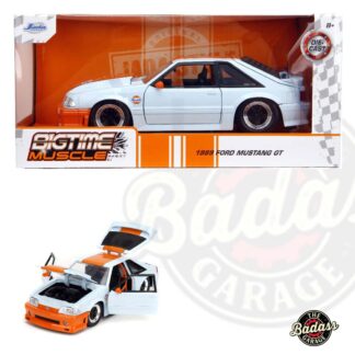 Jada 1/24 Scale "BIGTIME Muscle" 1989 Ford Mustang GT - Gulf Oil Orange/Powder Blue Glossy Diecast Metal Collectible Model Car