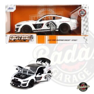 Jada 1/24 Scale "BIGTIME Muscle" 2020 Ford Mustang Shelby GT500 - White #65 With Cobra Art Diecast Metal Collectible Model Car