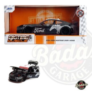 Jada 1/24 Scale "BIGTIME Muscle" 2024 Ford Mustang Dark Horse - Glossy Black with White Horse Diecast Metal Collectible Model Car