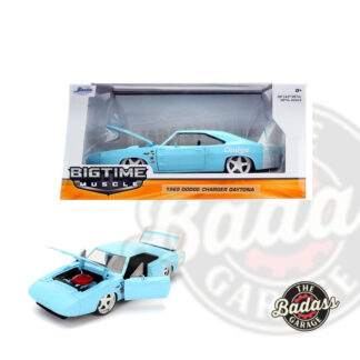 Jada 1/24  Scale "BIGTIME Muscle" 1969 Dodge Charger Daytona - Powder Blue with White Spoiler Diecast Metal Collectible Model Car