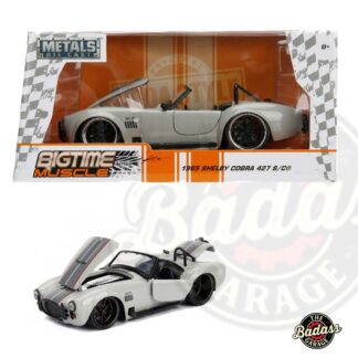 Jada 1/24 Scale "BIGTIME Muscle" 1965 Shelby Cobra 427 S/C - Grey With Black Strips Diecast Metal Collectible Model Car