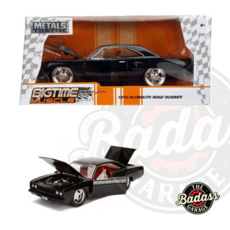 Jada 1/24 Scale "BIGTIME Muscle" 1970 Plymouth Road Runner 440 - Black With Red Interior Diecast Metal Collectible Model Car