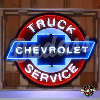 Chevrolet Truck Service Neon Sign in Steel Can