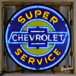Chevy Super Service 36" Neon Sign in a Steel Can
