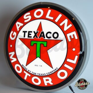 Texaco Motor Oil 15 Inch Round Backlit Domed LED Sign - Red Star Logo