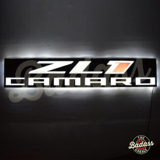 Chevy Camaro 36" ZL1 Rectangle Slim LED Lighted Hanging Wall Sign - Black with White